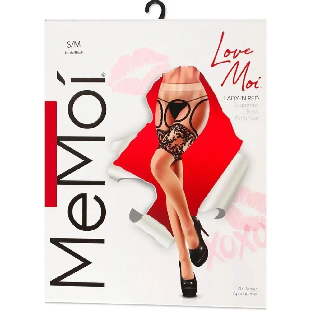 🦋B2G1🦋MeMOÍ LoveMoi Lady In Red Suspender Sheer Pantyhose | Lov405 |